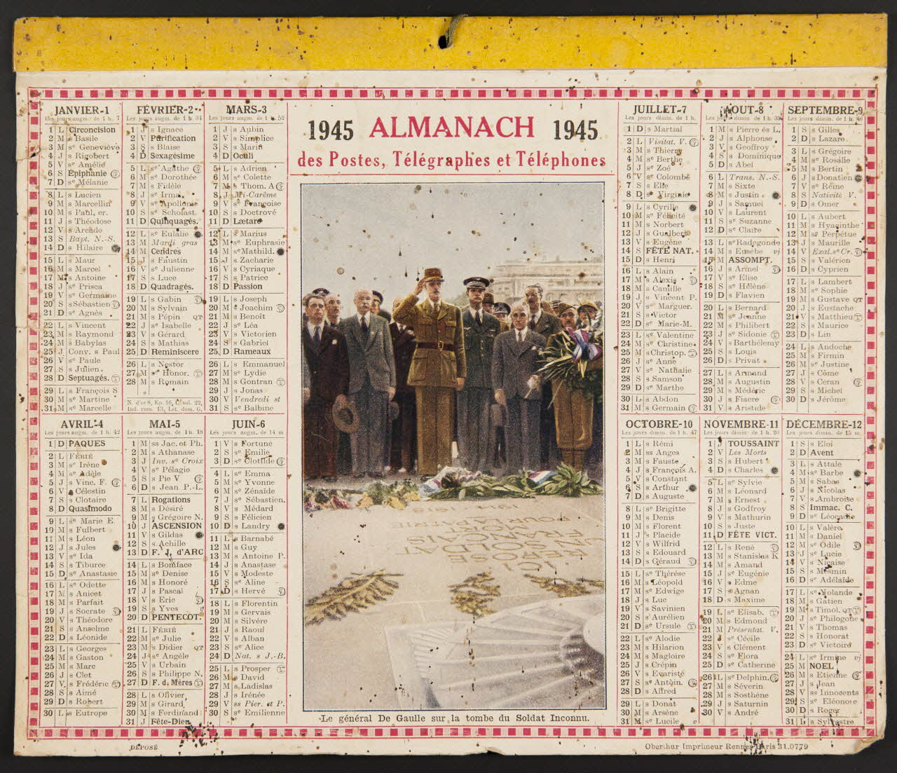 estampe ALMANACH  des Postes et des Téléphones  1945 1979.49.200 Photo