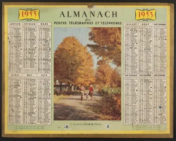 estampe ALMANACH  des  POSTES TELEGRAPHES ET TELEPHONES  1953 1979.49.206  Photo