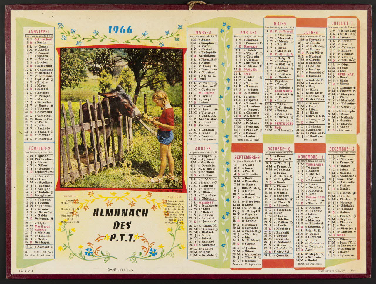 estampe 1966  ALMANACH  DES  P.T.T. 1979.49.210 Photo