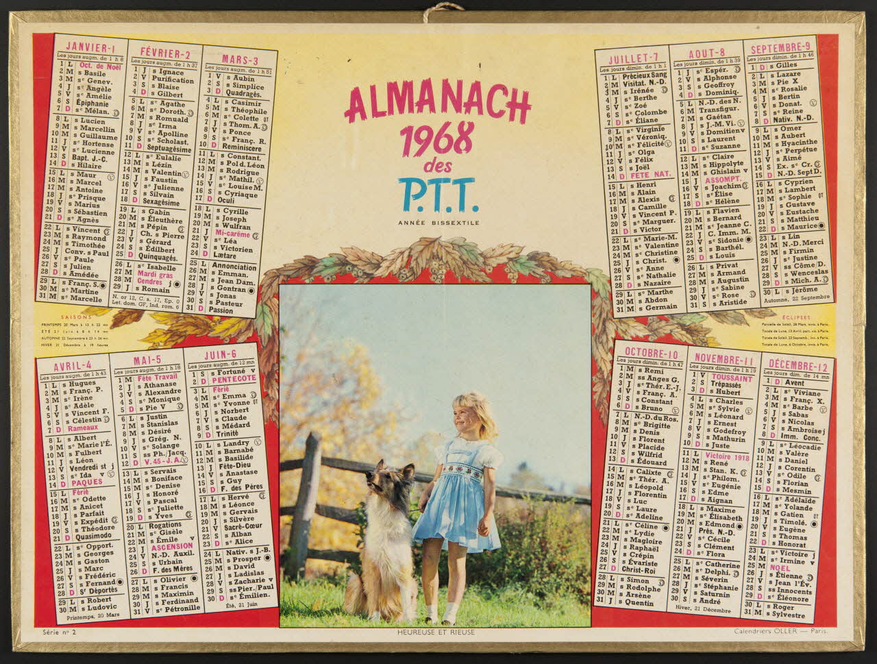 estampe ALMANACH  1968  des  P.T.T.  ANNEE BISSEXTILE 1979.49.212 Photo