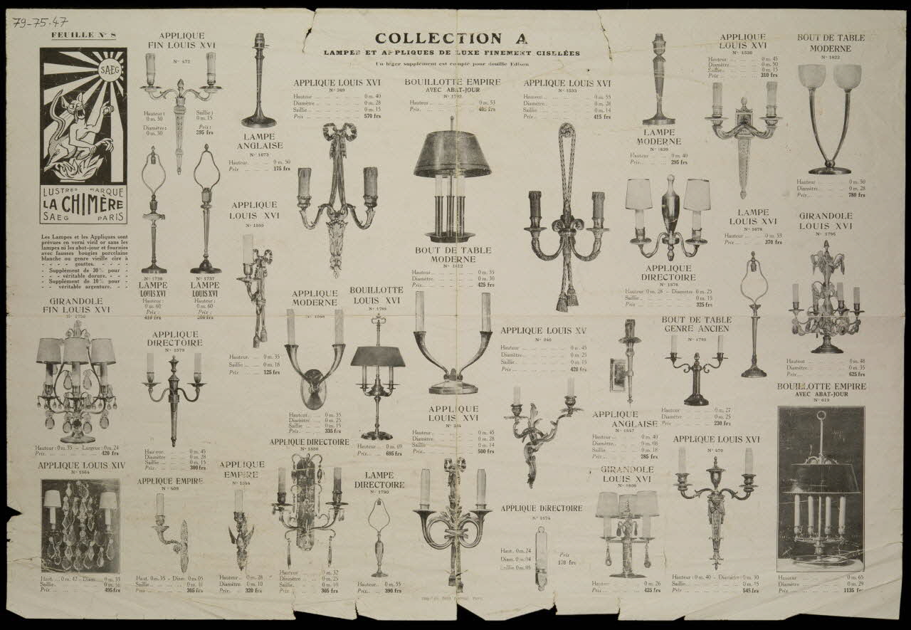 estampe COLLECTION A  LAMPES ET APPLIQUES DE LUXE FINEMENT CISELEES 1979.75.47 Photo