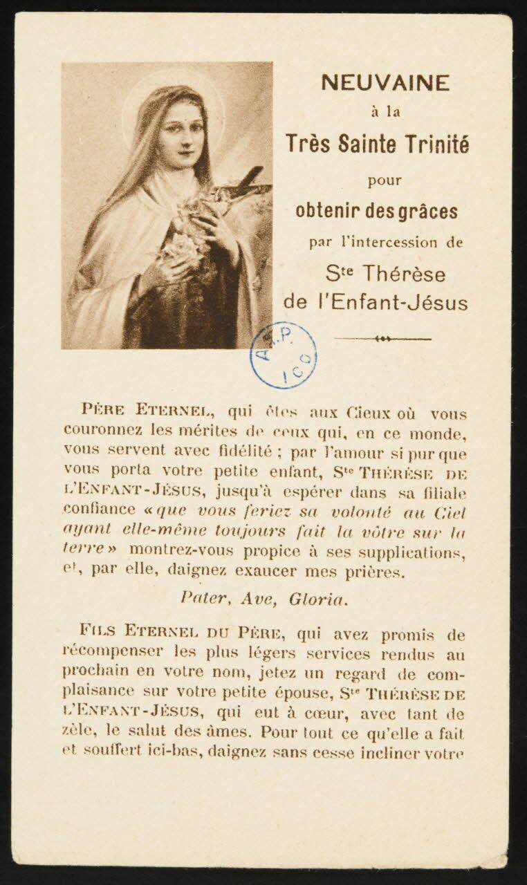 estampe NEUVAINE  à la  Très Sainte Trinité 1979.8.34 Photo