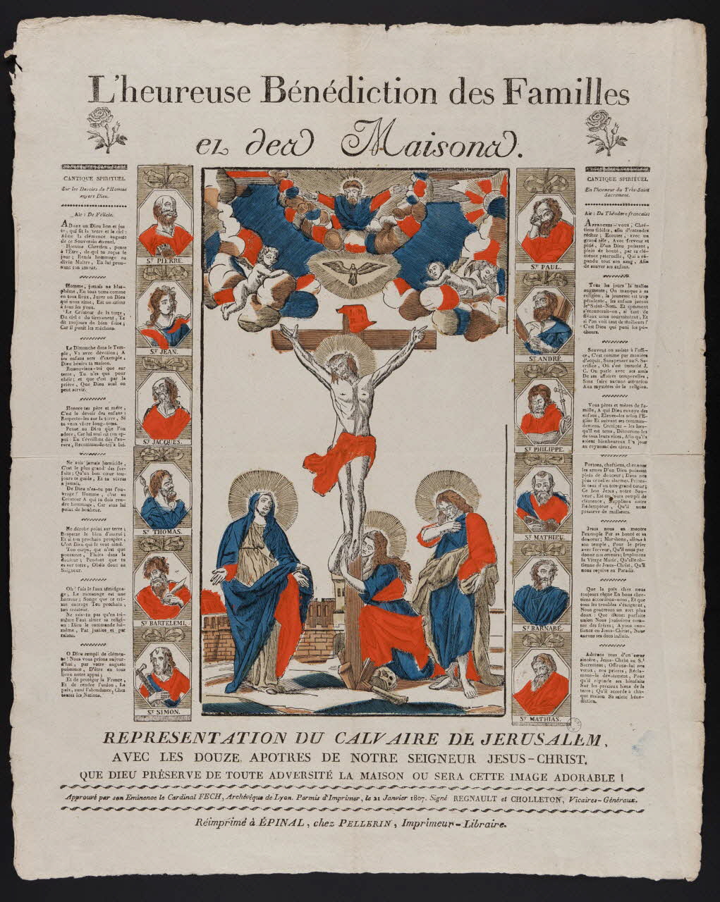 imagerie ancienne L'heureuse Bénédiction des Familles  et des Maisons. Lorraine, France 1837 1979.82.130 Photo