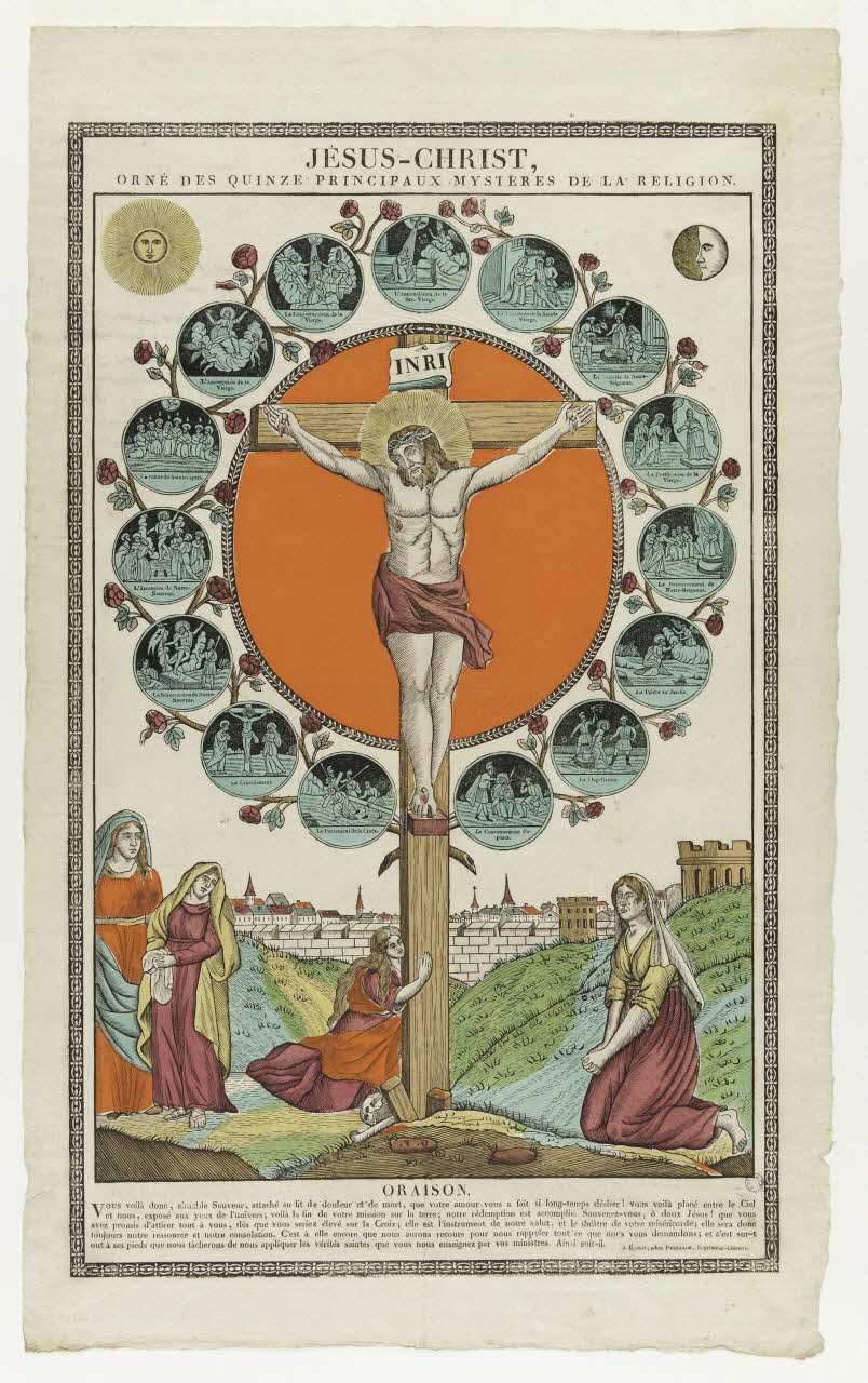 imagerie ancienne JESUS-CHRIST,  ORNE DES QUINZE PRINCIPAUX MYSTERES DE LA RELIGION. 1979.82.141 Photo