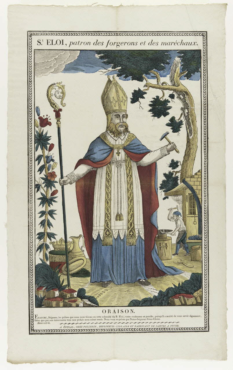imagerie ancienne St. ELOI, patron des forgerons et des maréchaux. Lorraine, France 1837 1979.82.148 Photo