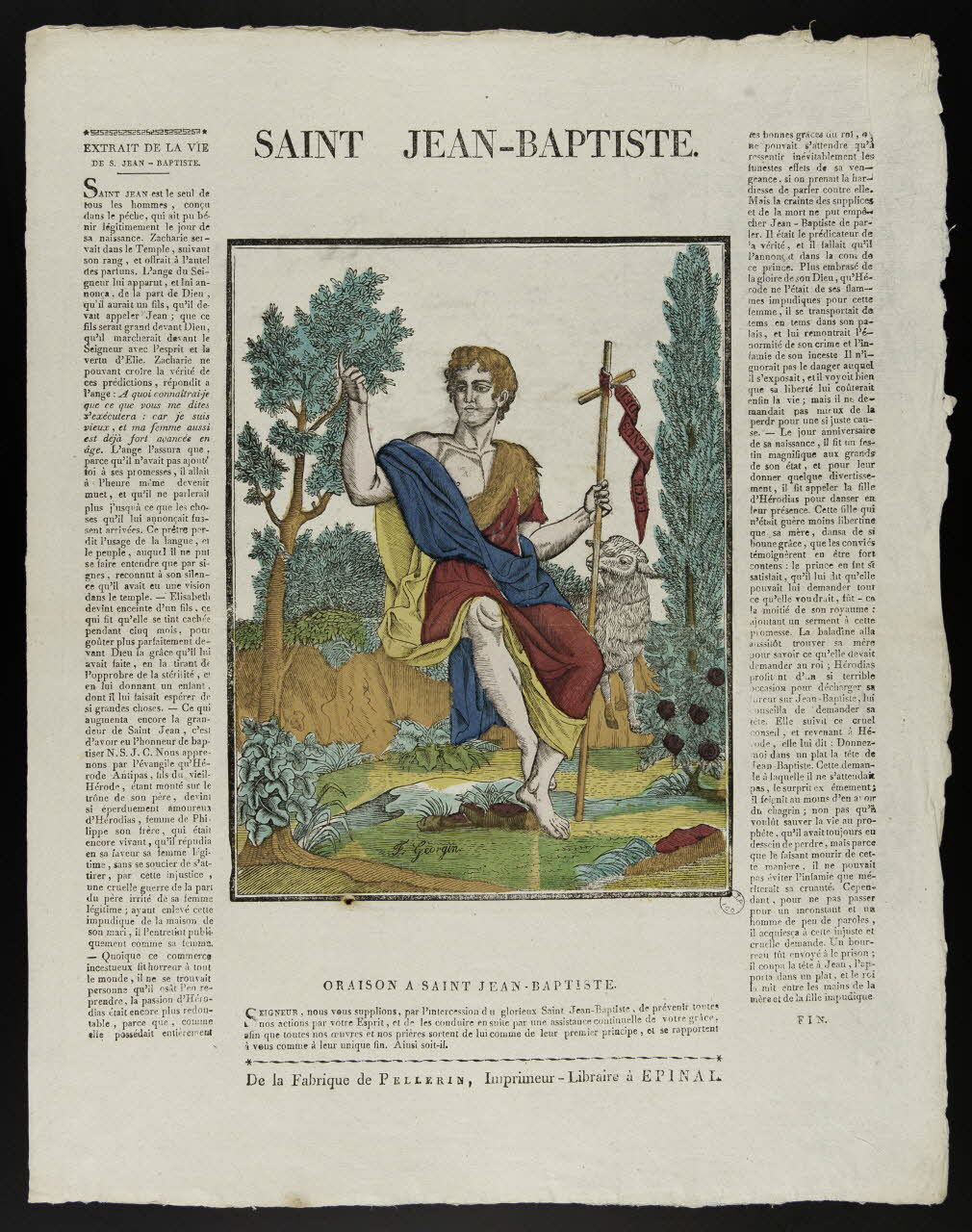 François Georgin ; Pellerin imagerie ancienne SAINT JEAN-BAPTISTE. Lorraine, France 1837 1979.82.33 Photo