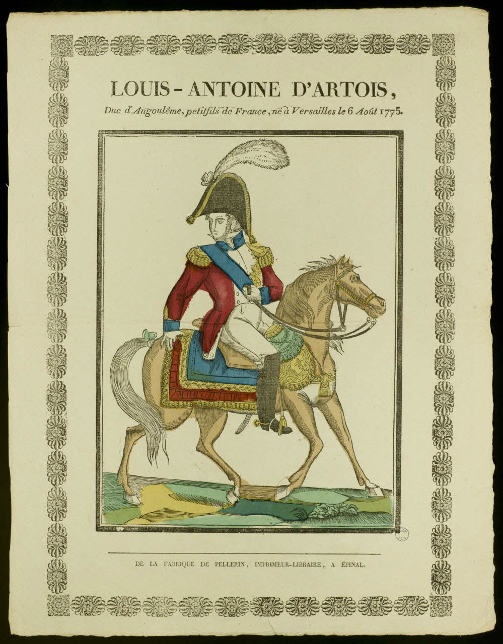 imagerie ancienne LOUIS-ANTOINE D'ARTOIS, Lorraine, France 1837 1979.82.4 Photo