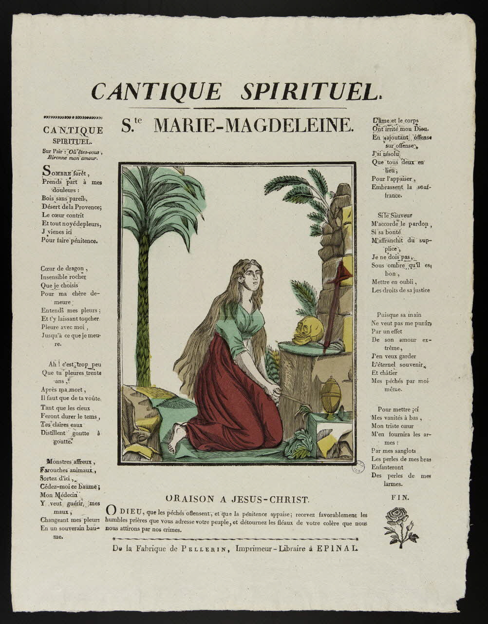 Pellerin imagerie ancienne CANTIQUE SPIRITUEL.  Ste. MARIE-MAGDELEINE. Lorraine, France 1837 1979.82.44 Photo