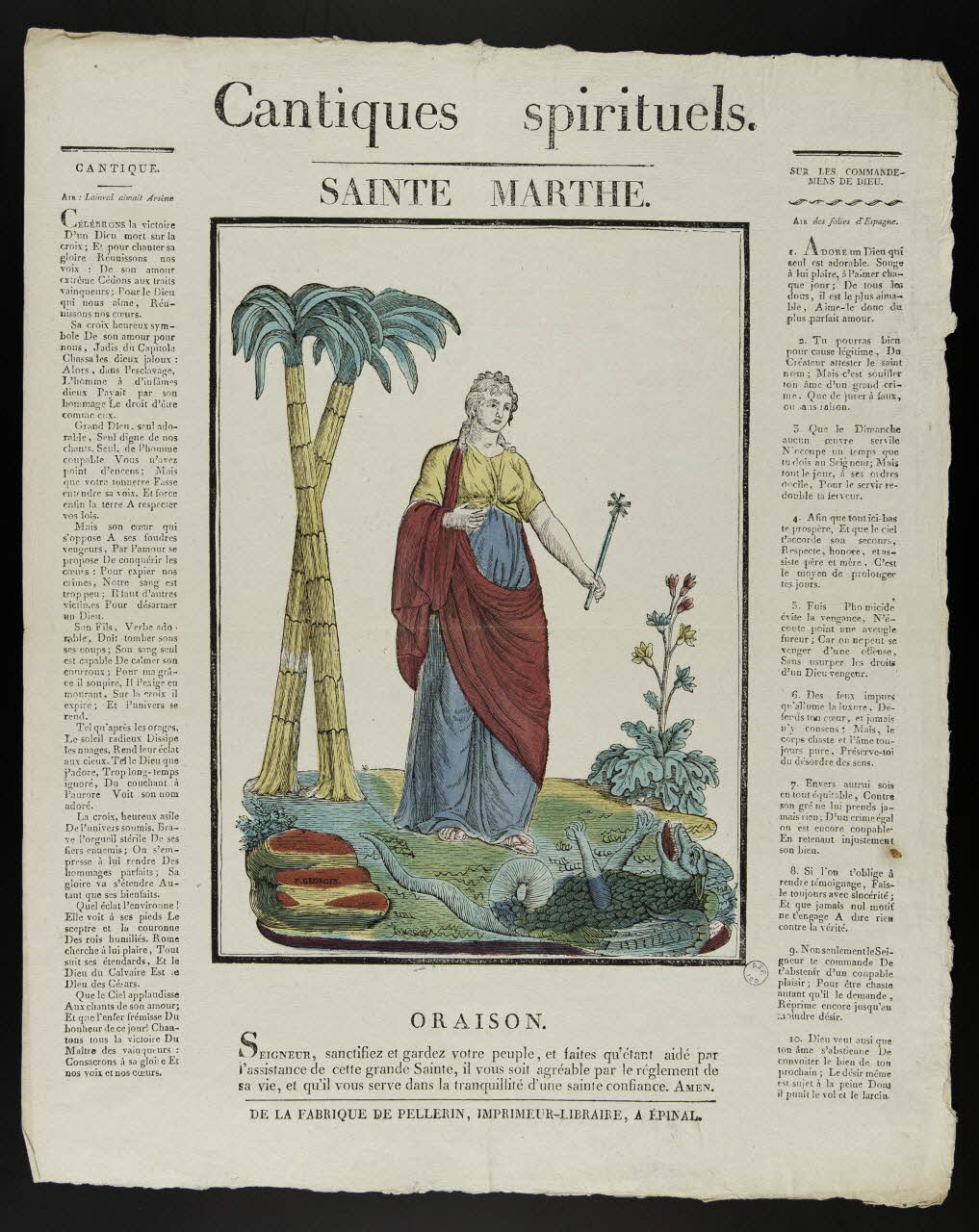 François Georgin ; Pellerin imagerie ancienne Cantiques spirituels.  SAINTE MARTHE. Lorraine, France 1837 1979.82.45 Photo