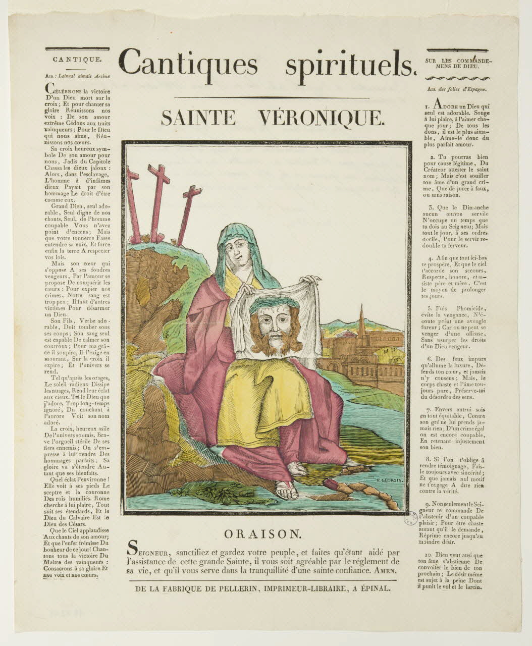 Pellerin imagerie ancienne Cantiques spirituels.  SAINTE VERONIQUE. Lorraine, France 1837 1979.82.61 Photo