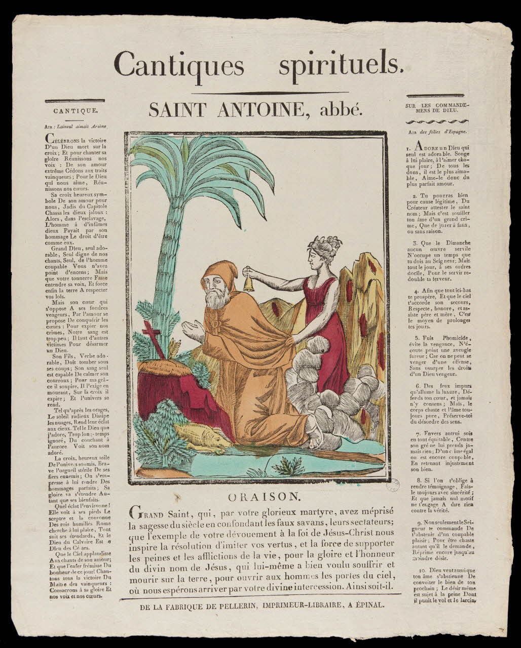 imagerie ancienne Cantiques spirituels.  SAINT ANTOINE, abbé. Lorraine, France 1837 1979.82.66 Photo