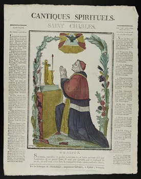 Pellerin imagerie ancienne CANTIQUES SPIRITUELS.  SAINT CHARLES. Lorraine, France 1837 1979.82.70 Photo
