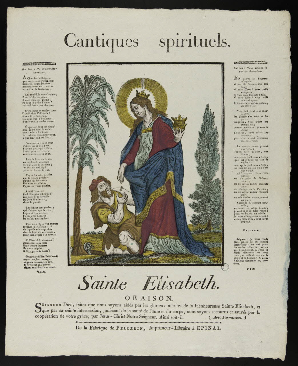 Pellerin imagerie ancienne Cantiques spirituels.  Sainte Elisabeth. Lorraine, France 1837 1979.82.77 Photo