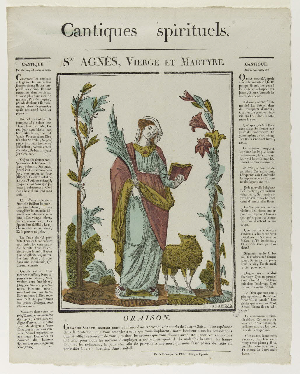 Pellerin imagerie ancienne Cantiques  spirituels.  Ste AGNES, VIERGE ET MARTYRE. Lorraine, France 1837 1979.82.90 Photo