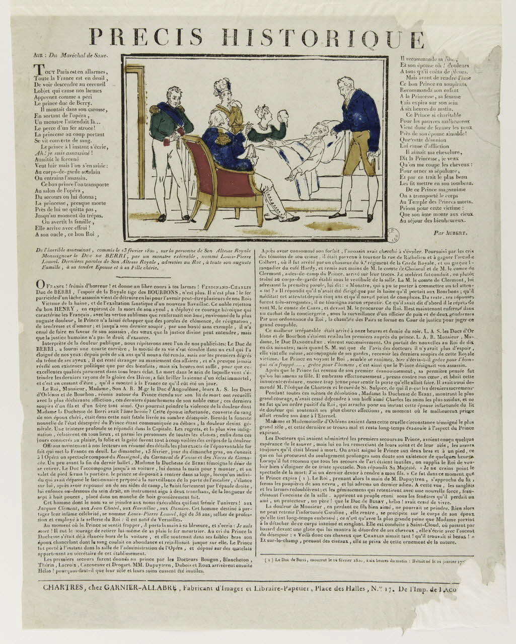 Jacques-Pierre Garnier-Allabre ; Jean-François Lacombe imagerie ancienne PRECIS HISTORIQUE Chartres 1820 1985.21.4 Photo