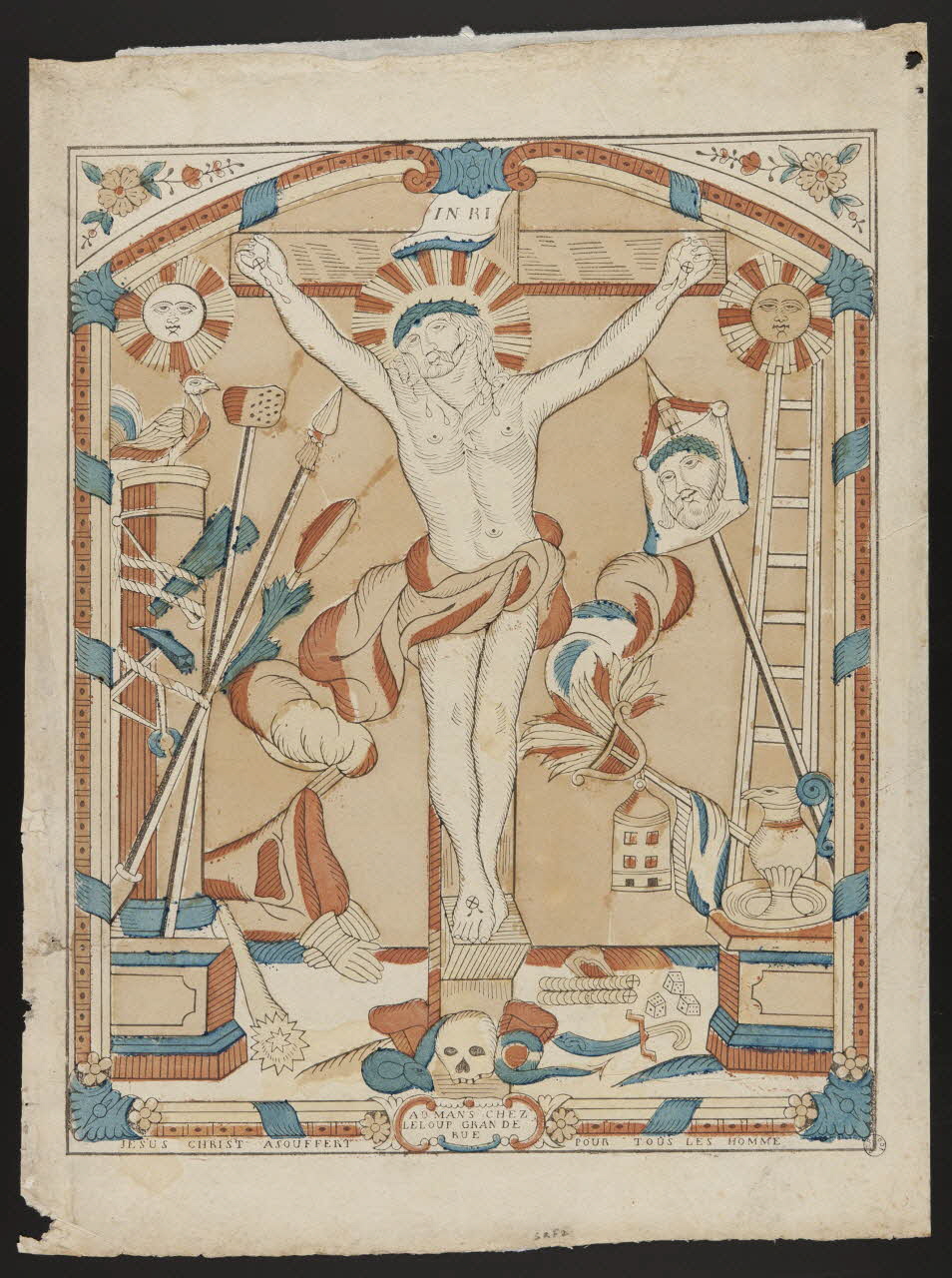 Pierre Leloup imagerie ancienne JESUS CHRIST A SOUFFERT POUR TOUS LES HOMME Le Mans 1844 1985.21.5 Photo