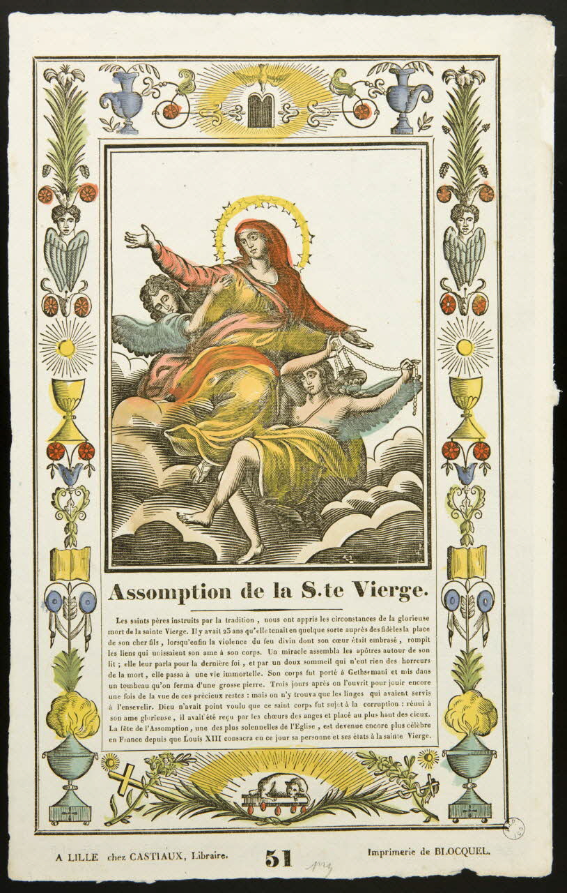 Jean-Baptiste Castiaux ; Simon-François Blocquel imagerie ancienne Assomption de la S.te Vierge. Lille 1809-1837 1985.21.9 Photo