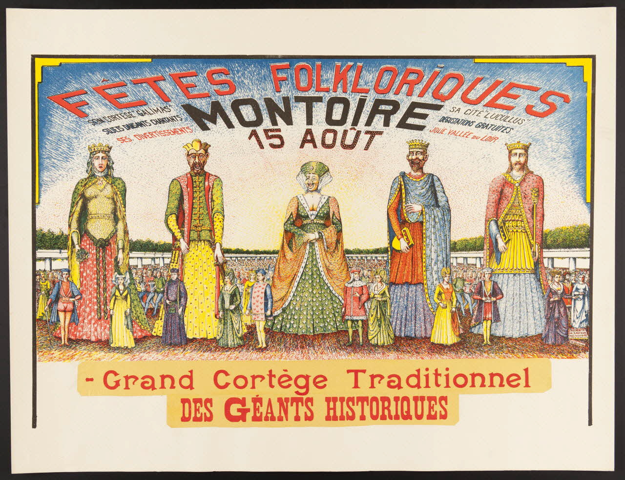 estampe FÊTES FOLKLORIQUES  MONTOIRE  15 AOUT  Grand Cortège Traditionnel  DES GEANTS HISTORIQUES 1985.51.113.1 Photo