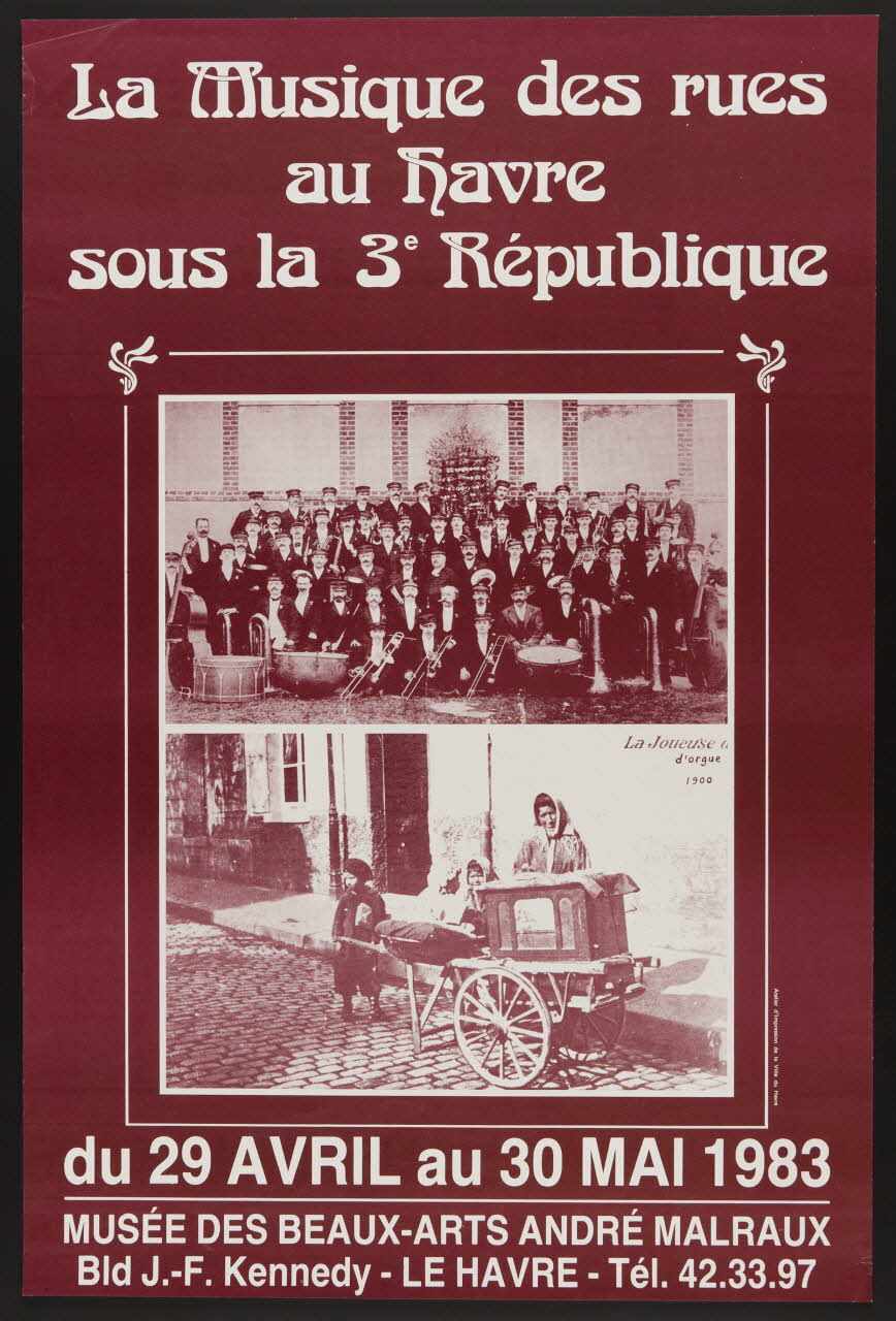 estampe La Musique des rues  au Havre  sous la 3e République  du 29 AVRIL au 30 MAI 1983  MUSEE DES BEAUX-ARTS ANDRE MALRAUX 1985.51.161 Photo