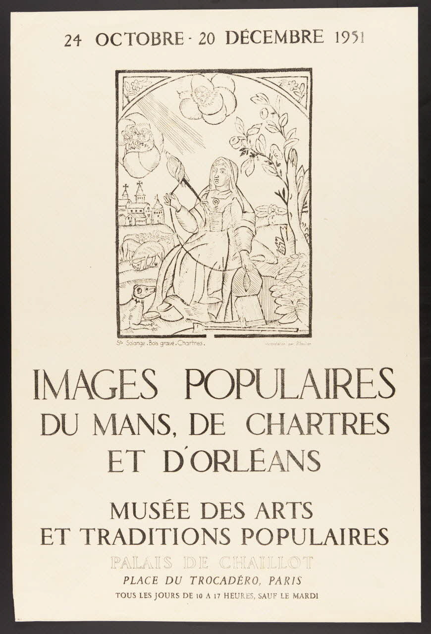 estampe 24 OCTOBRE - 20 DECEMBRE 1951  IMAGES POPULAIRES  DU MANS, DE CHARTRES  ET D'ORLEANS  MUSEE DES ARTS  ET TRADITIONS POPULAIRES 1985.51.169.2 Photo