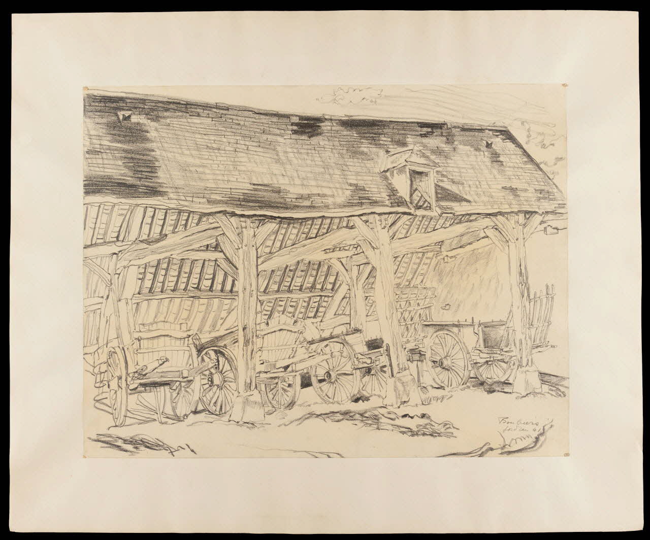 André Jordan dessin La ferme de Dechezelles à Boubiers (Vexin français), La Charretière Boubiers 1941 1985.51.216 Photo