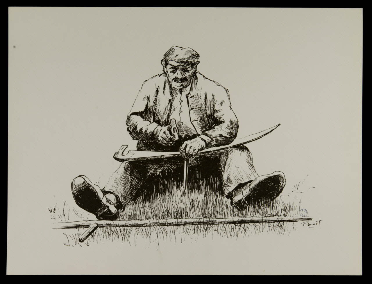 estampe Homme aiguisant la lame de sa faux 1985.51.225 Photo