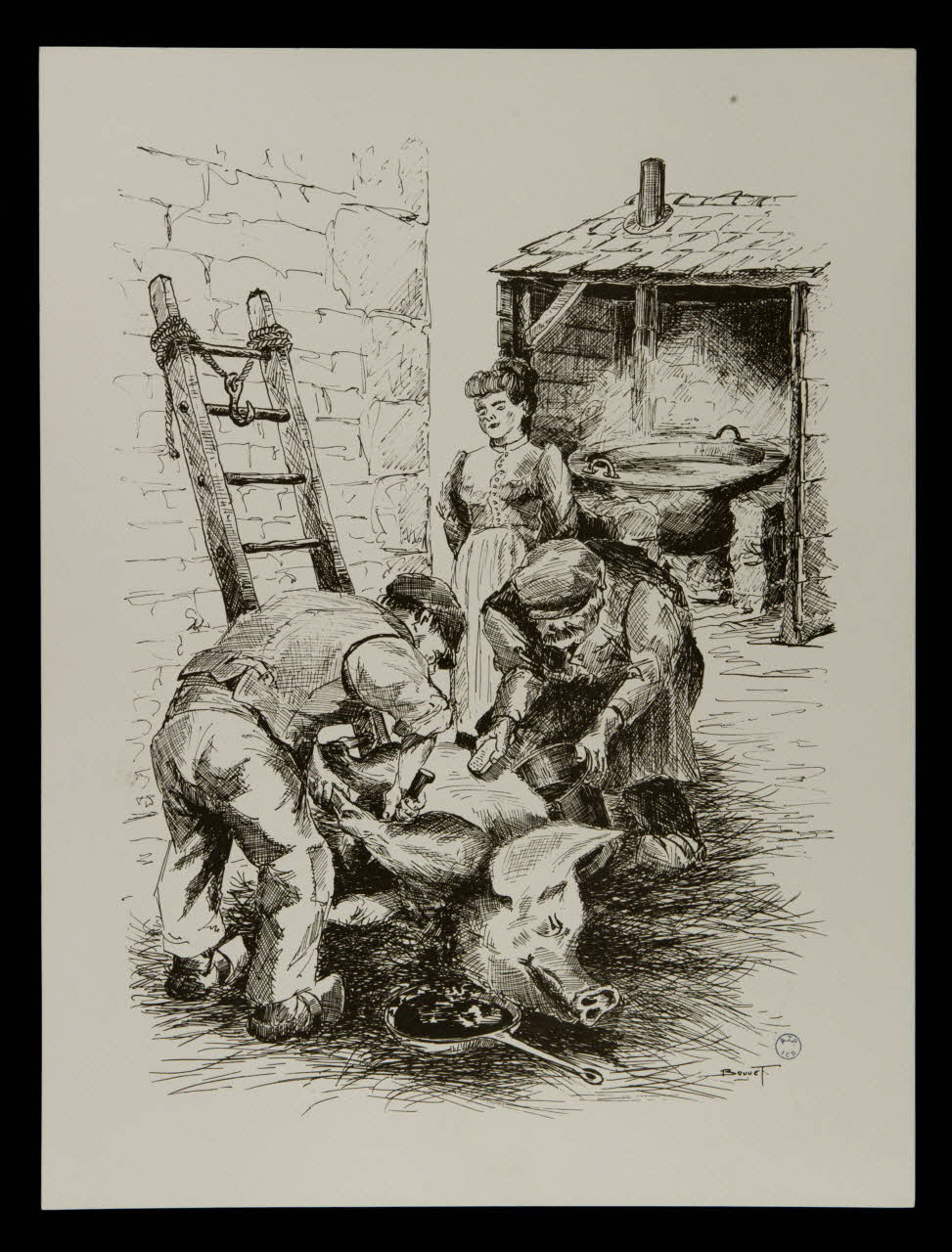 estampe Mort du cochon à la ferme 1985.51.235 Photo