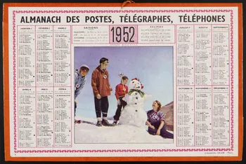 estampe ALMANACH DES POSTES, TELEGRAPHES, TELEPHONES  1952 1985.51.238 Photo