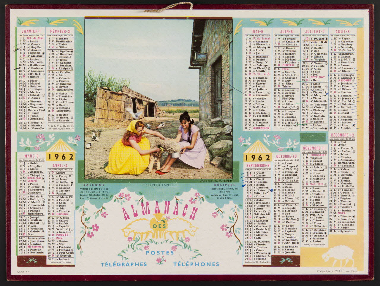 estampe 1962  ALMANACH  DES  POSTES  TELEGRAPHES  TELEPHONES 1985.51.244 Photo