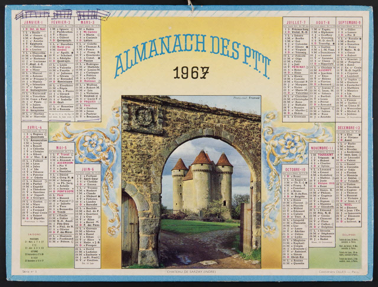 estampe ALMANACH DES P.T.T.  1967 1985.51.253 Photo