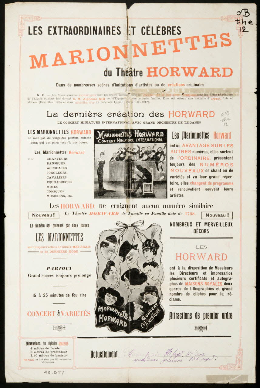 affiche LES EXTRAORDINAIRES ET CELEBRES  MARIONNETTES  du Théâtre HORWARD 1985.51.285 Photo