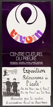 estampe VIVOIN  CENTRE CULTUREL  DU PRIEURE  Exposition  Retournons à  l'école" 1985.51.289  Photo