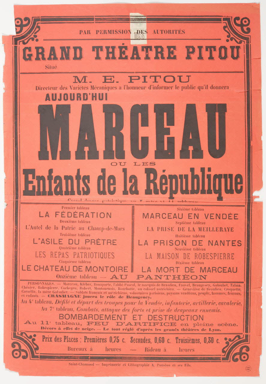 affiche GRAND THEATRE PITOU  MARCEAU  OU LES  Enfants de la République 1985.51.329 Photo