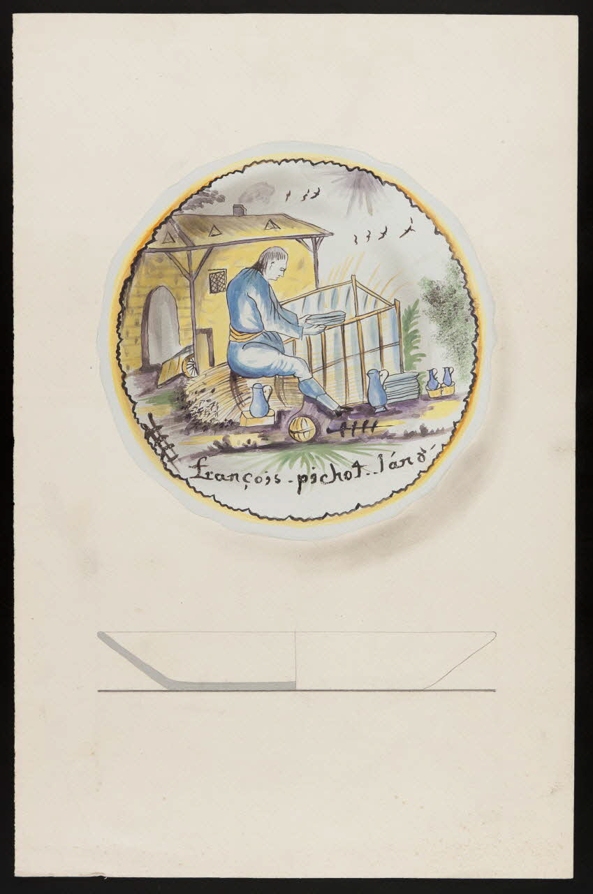 Alliot René ; Pierre Henri Felden dessin Assiette patronymique 1943 1985.51.34 Photo