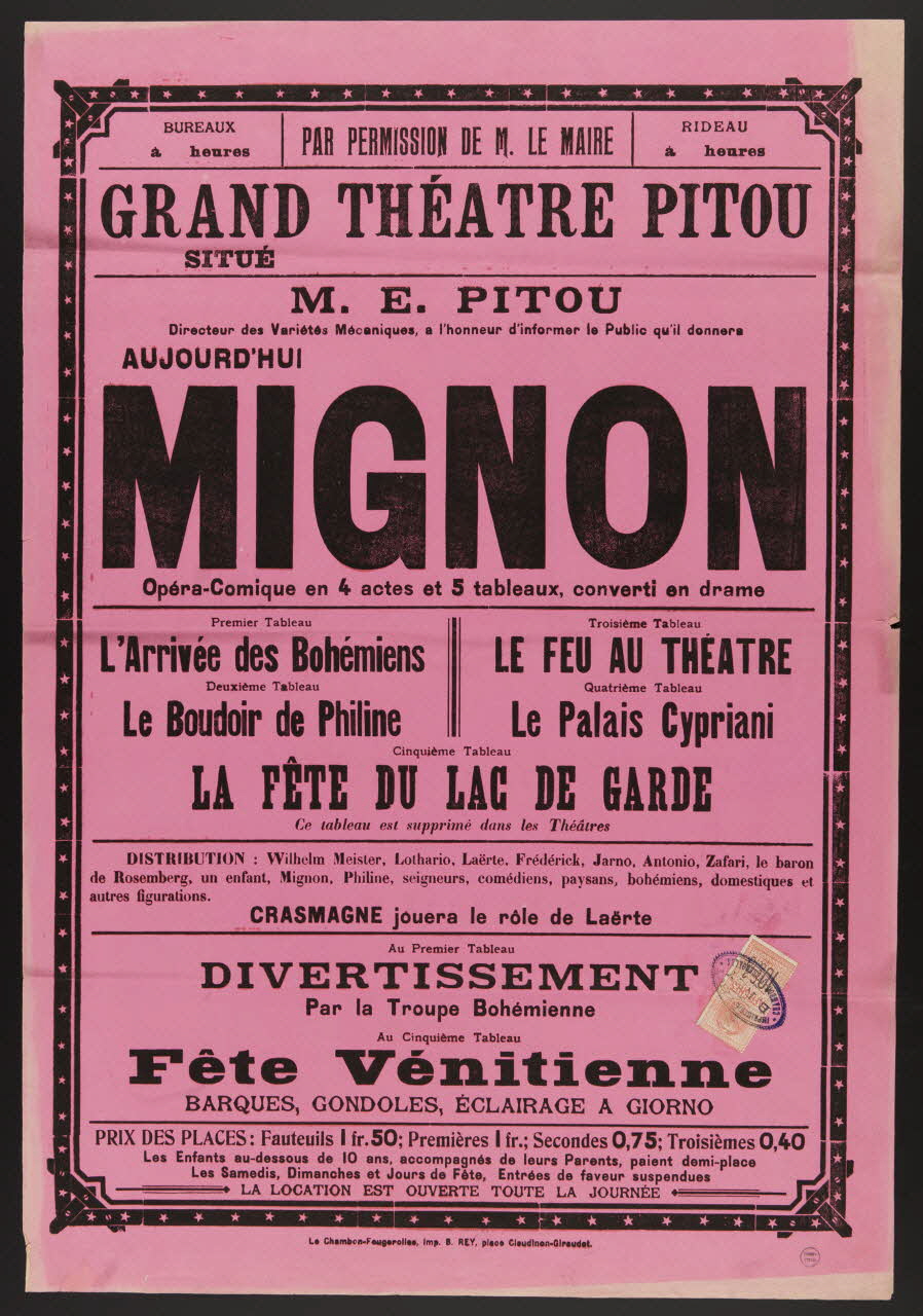 affiche GRAND THEATRE PITOU  MIGNON 1985.51.355 Photo