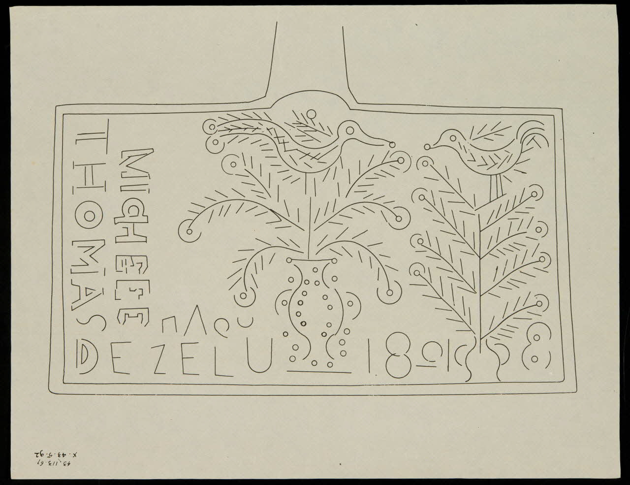 Caplain René ; Pierre Dourdaine estampe Relevé d'un décor de gaufrier rectangulaire Chartres 1938-1948 1985.51.36 Photo