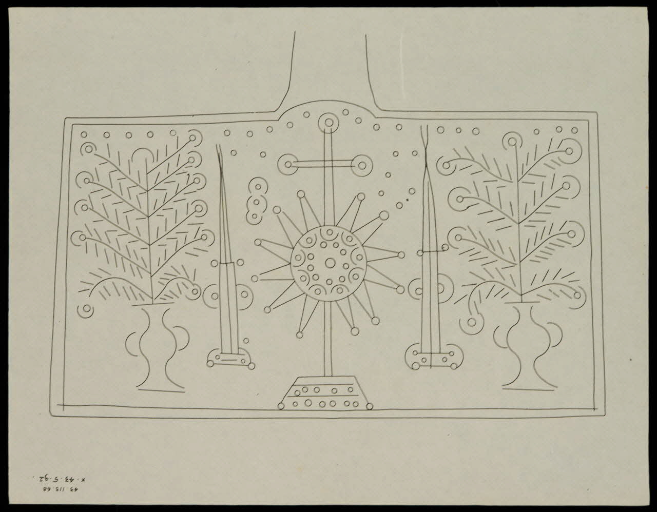 Caplain René ; Pierre Dourdaine estampe Relevé d'un décor de gaufrier rectangulaire Chartres 1938-1948 1985.51.37 Photo