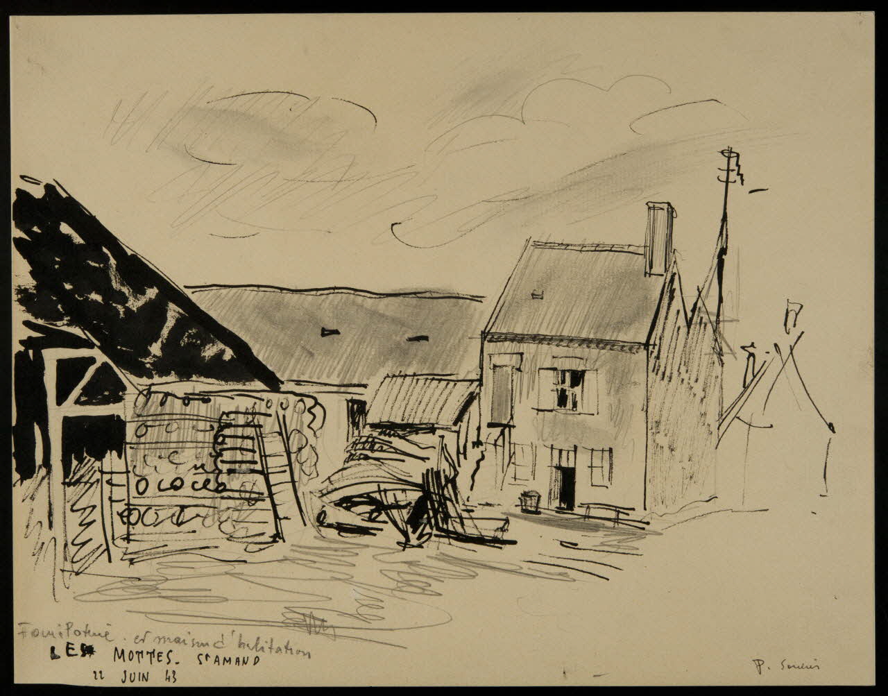 Pierre Soulier dessin Cour de potier aux Mottes - St Amand Saint-Amand-en-Puisaye 1943 1985.51.381 Photo