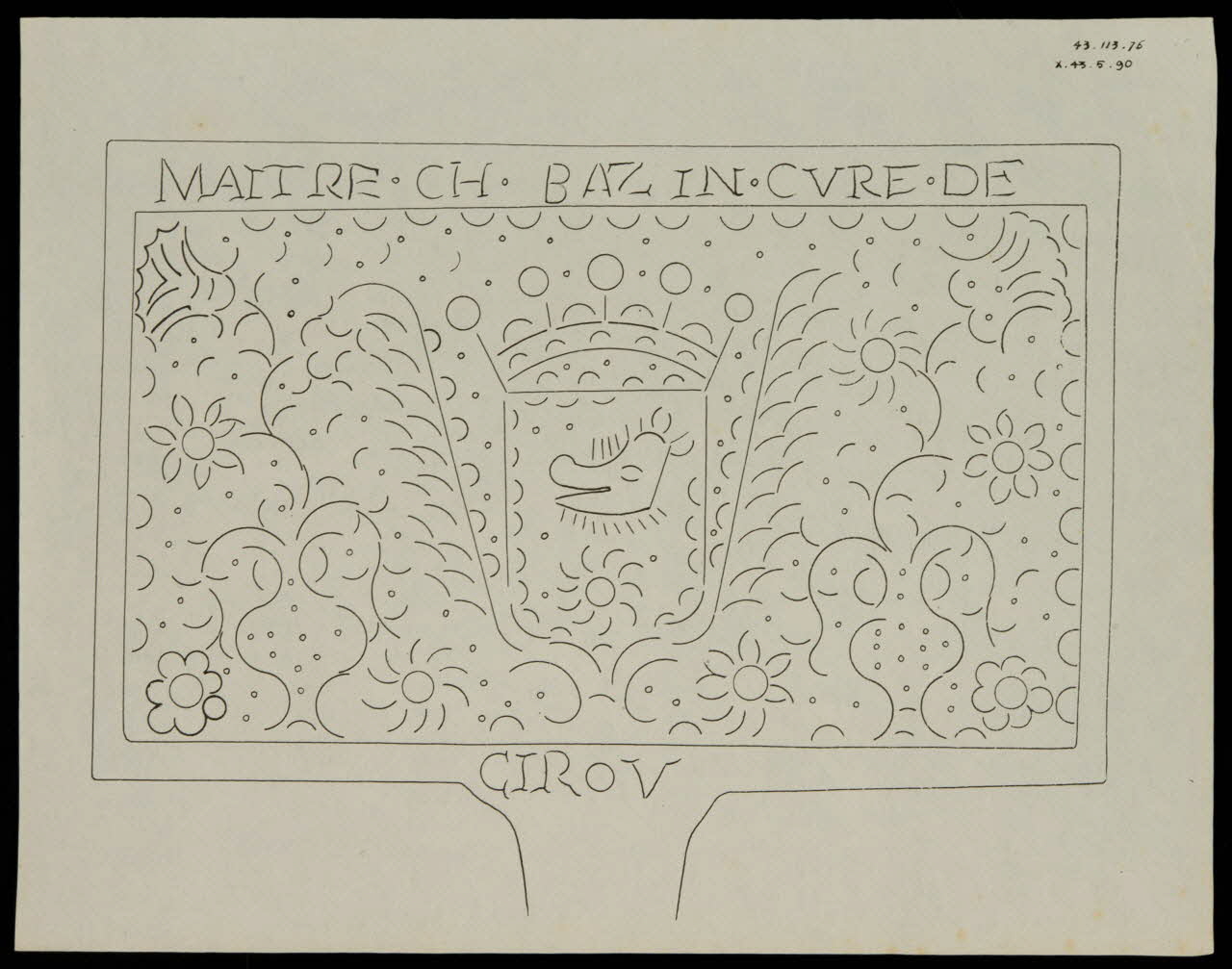 Caplain René ; Pierre Dourdaine estampe Relevé d'un décor de gaufrier rectangulaire Chartres 1938-1948 1985.51.39 Photo