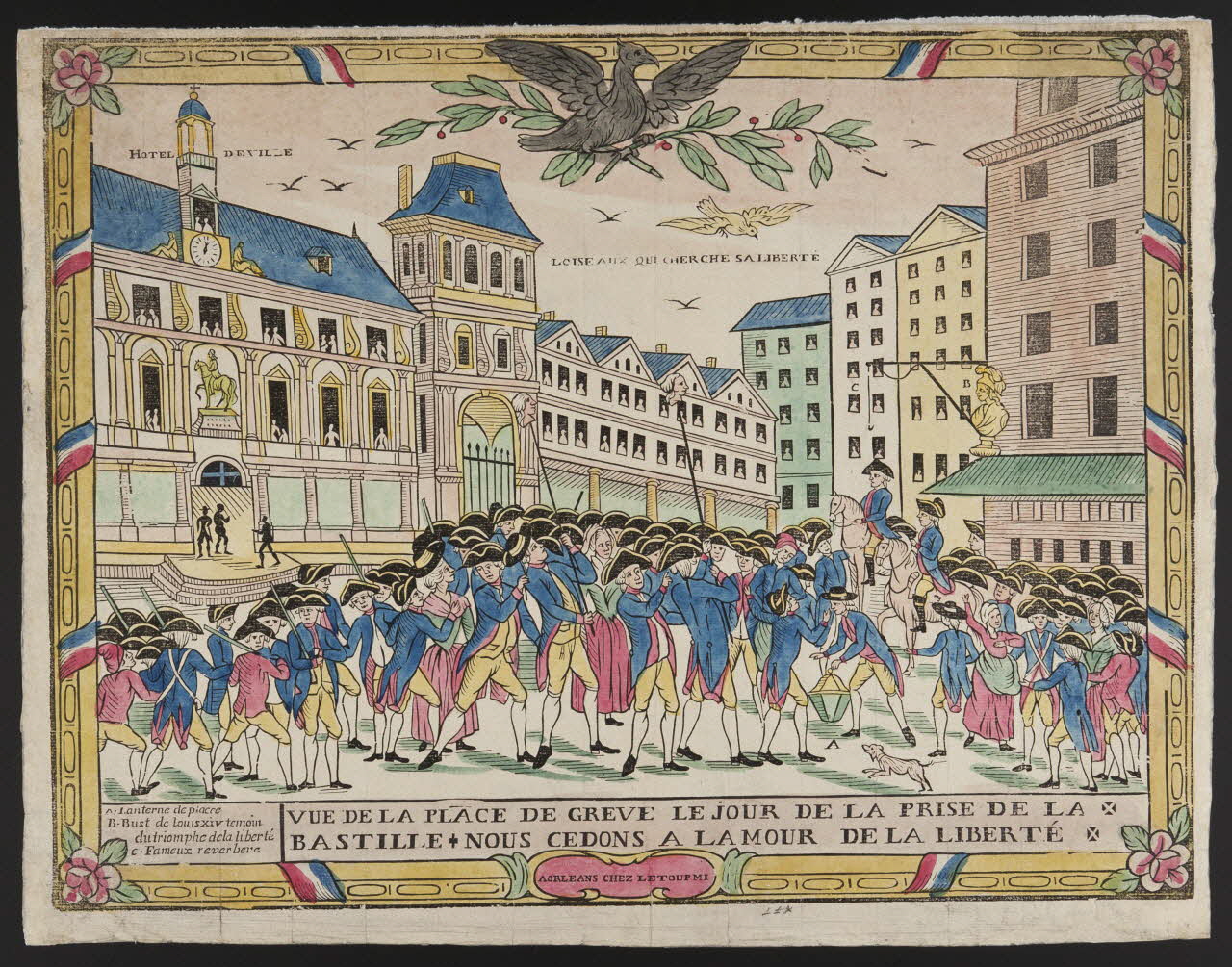imagerie ancienne VUE DE LA PLACE DE GREVE LE JOUR DE LA PRISE DE LA  BASTILLE. NOUS CEDONS A L'AMOUR DE LA LIBERTE 1985.51.397 Photo