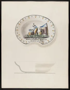 Alliot René ; Jean-Henri Gaudron dessin Plat à barbe patronymique 1943 1985.51.4 Photo