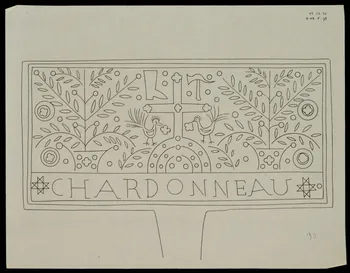 Caplain René ; Pierre Dourdaine estampe Relevé d'un décor de gaufrier rectangulaire Chartres 1938-1948 1985.51.43 Photo