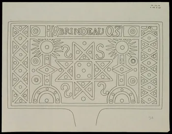 Caplain René ; Pierre Dourdaine estampe Relevé d'un décor de gaufrier rectangulaire Chartres 1938-1948 1985.51.44 Photo