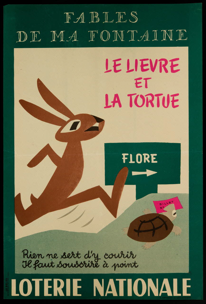 estampe LE LIEVRE  ET  LA TORTUE  LOTERIE NATIONALE 1985.51.457 Photo