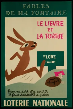 estampe LE LIEVRE  ET  LA TORTUE  LOTERIE NATIONALE 1985.51.457  Photo