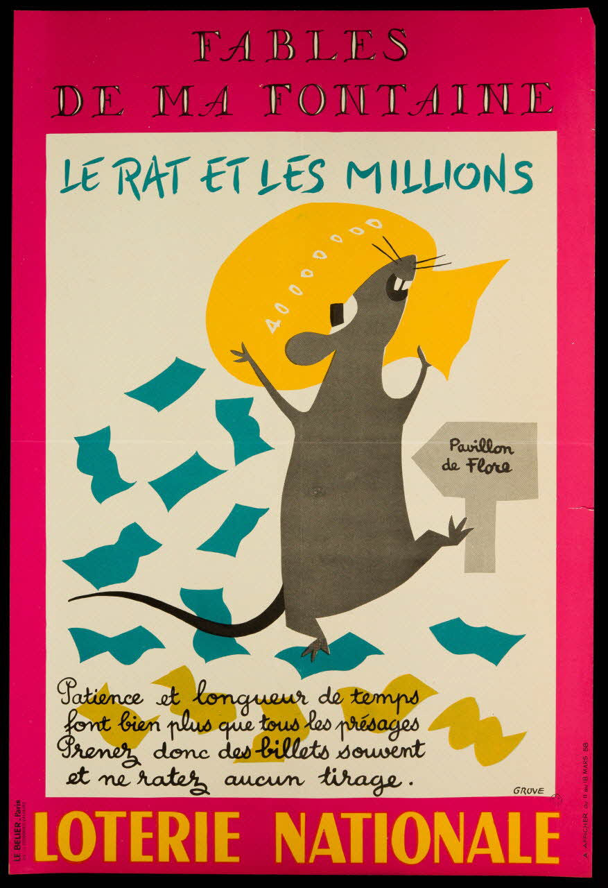 estampe LE RAT ET LES MILLIONS  LOTERIE NATIONALE 1985.51.458 Photo
