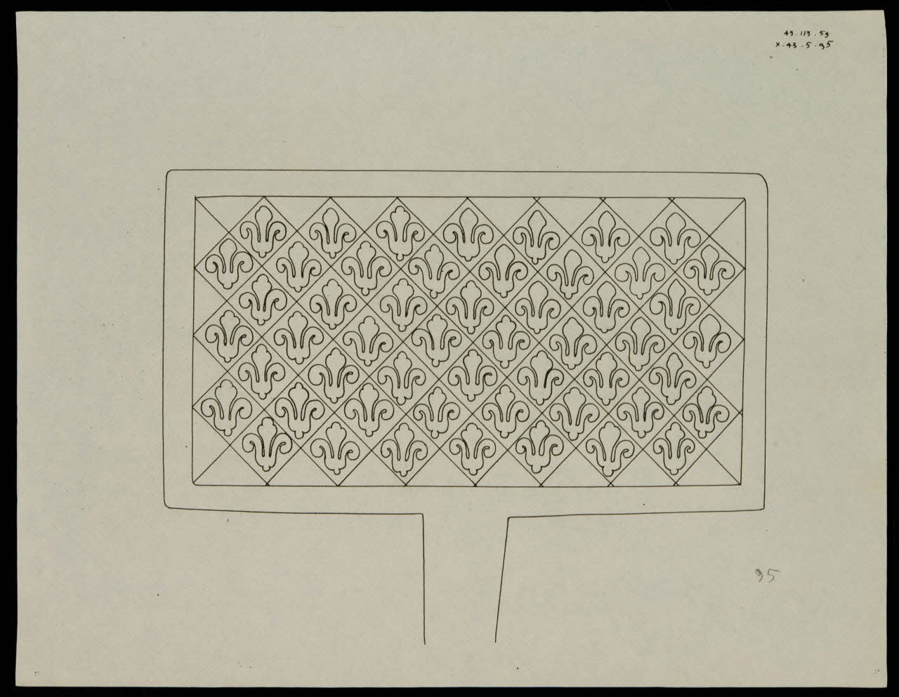 Caplain René ; Pierre Dourdaine estampe Relevé d'un décor de gaufrier rectangulaire Chartres 1938-1948 1985.51.46 Photo