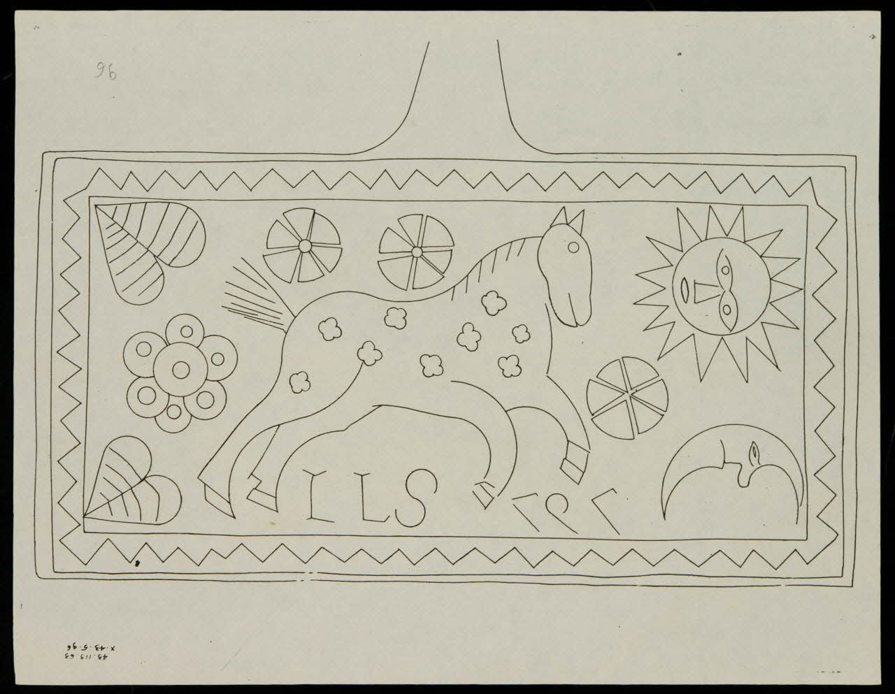 Caplain René ; Pierre Dourdaine estampe Relevé d'un décor de gaufrier rectangulaire Chartres 1938-1948 1985.51.48 Photo