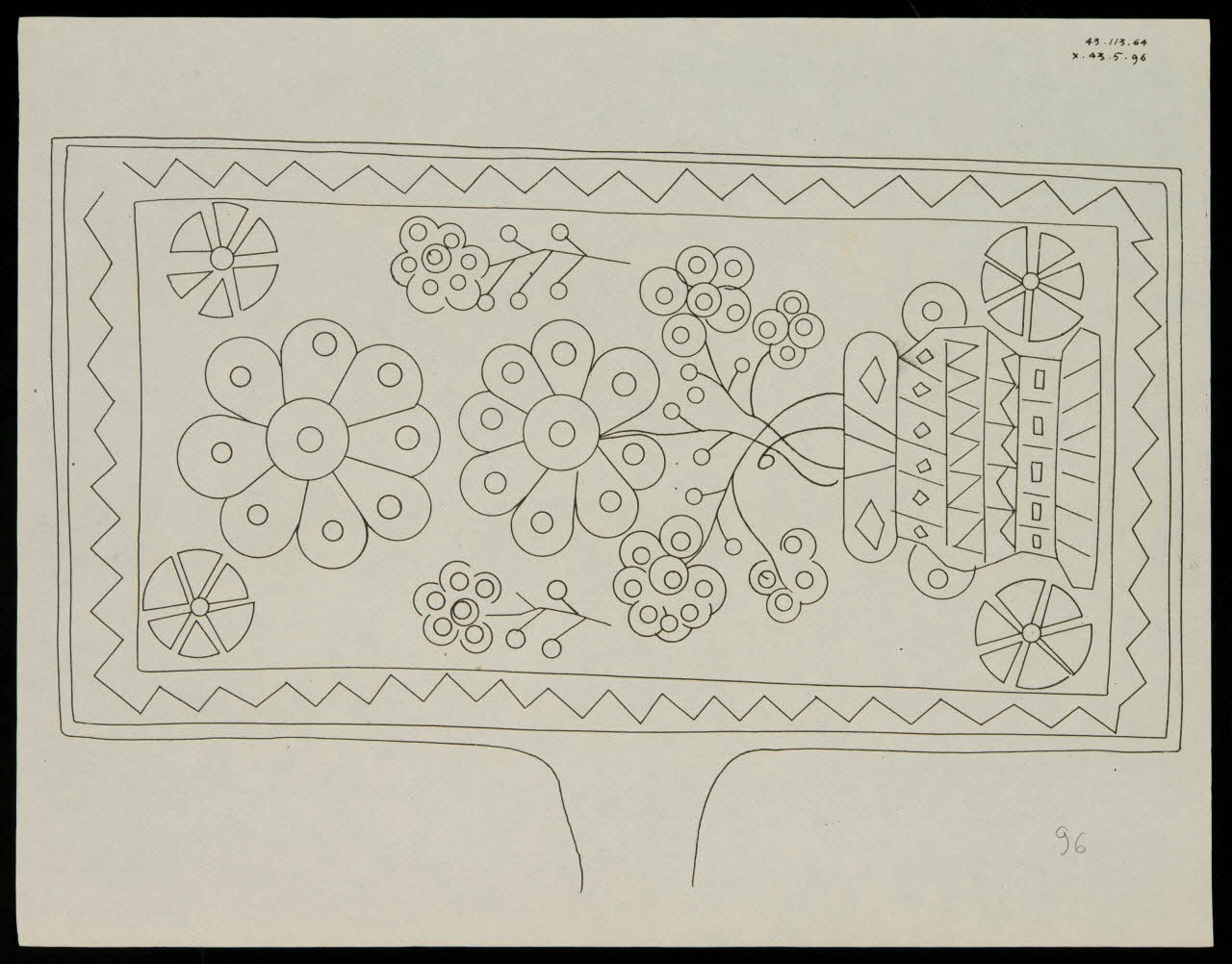 Caplain René ; Pierre Dourdaine estampe Relevé d'un décor de gaufrier rectangulaire Chartres 1938-1948 1985.51.49 Photo