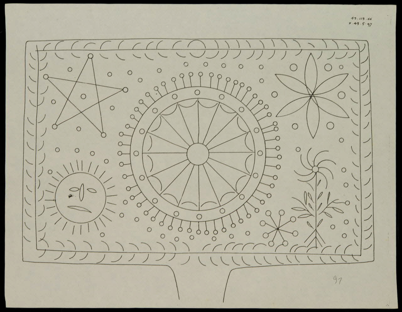 Caplain René ; Pierre Dourdaine estampe Relevé d'un décor de gaufrier rectangulaire Chartres 1938-1948 1985.51.50 Photo